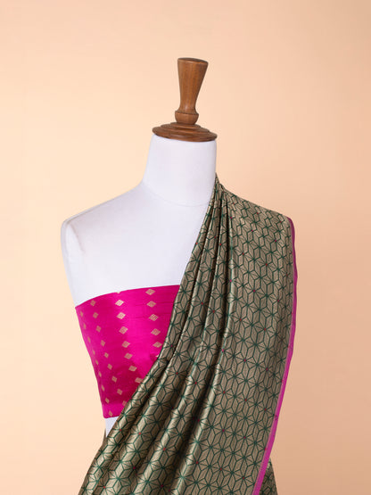 Handwoven Bottle Green Silk Saree