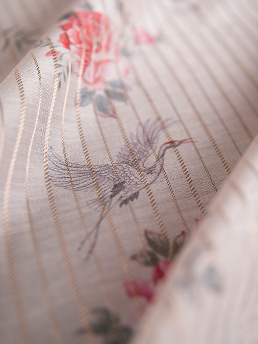 Handwoven White Cotton Silk Fabric