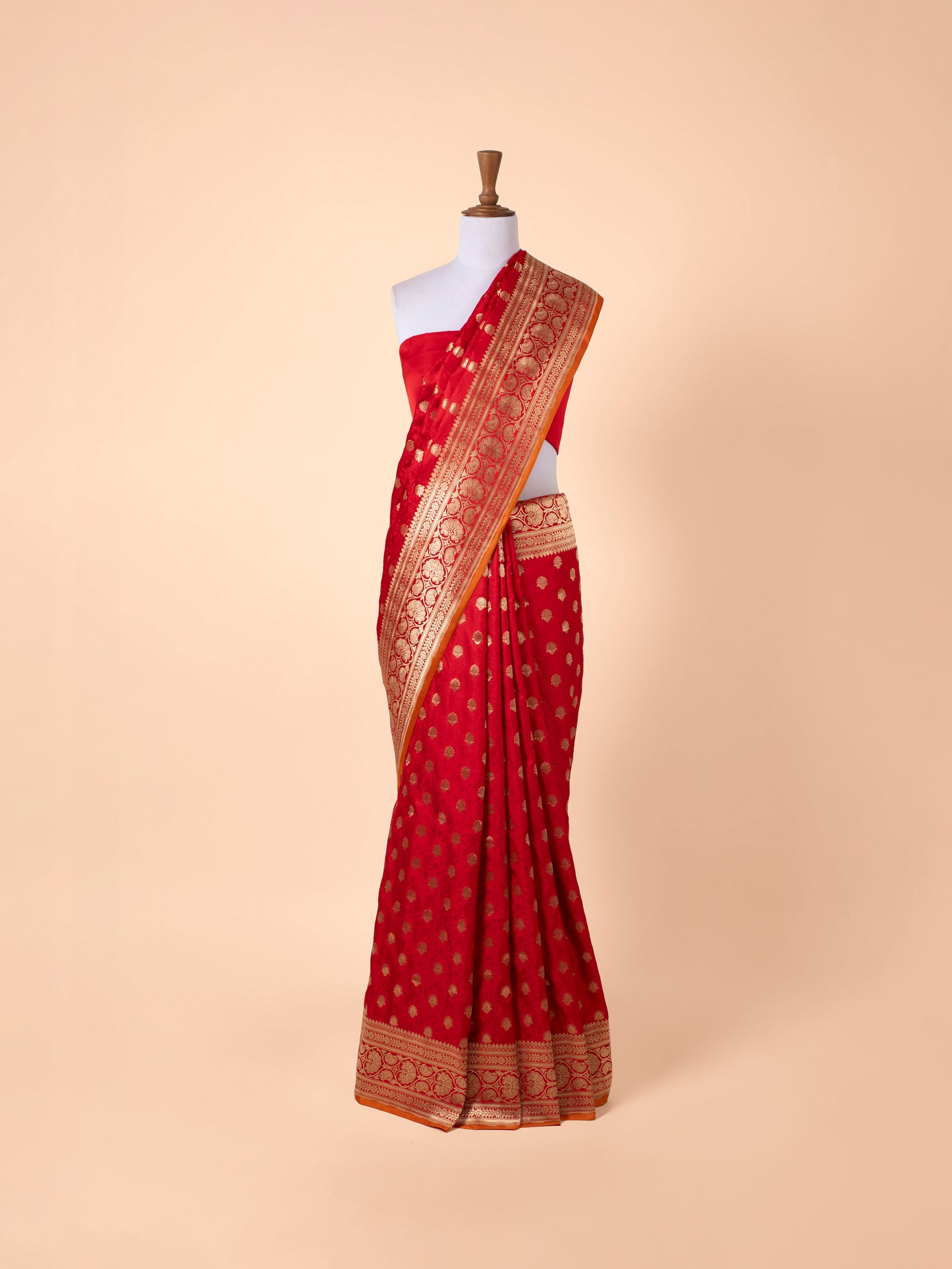 Handwoven Red Satin Silk Saree