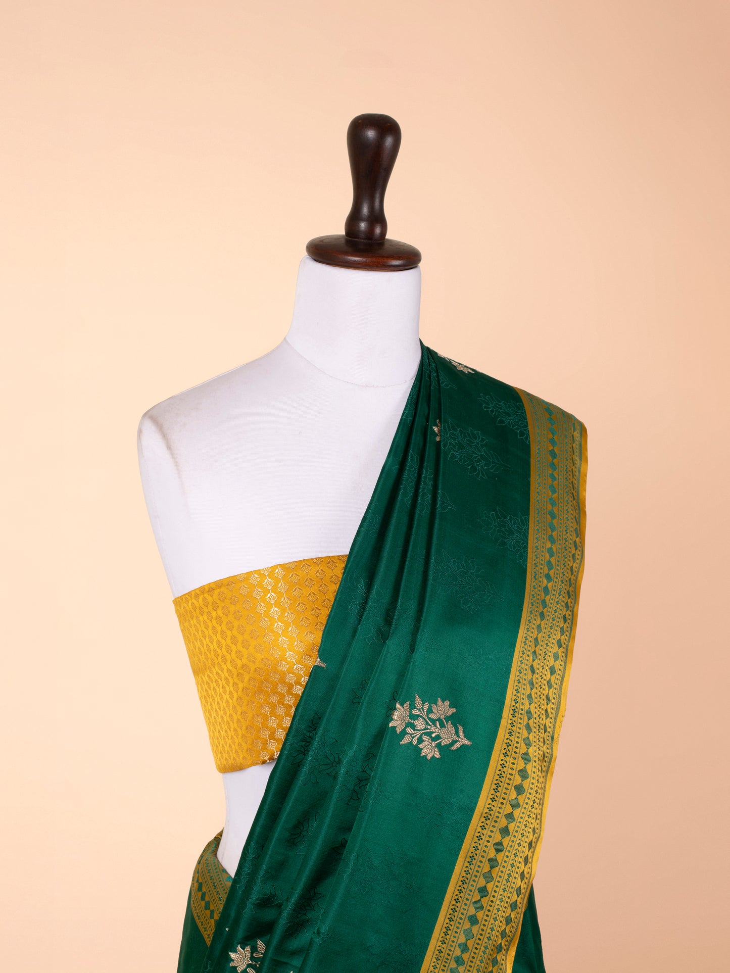 Handwoven Bottle Green Satin Silk Saree