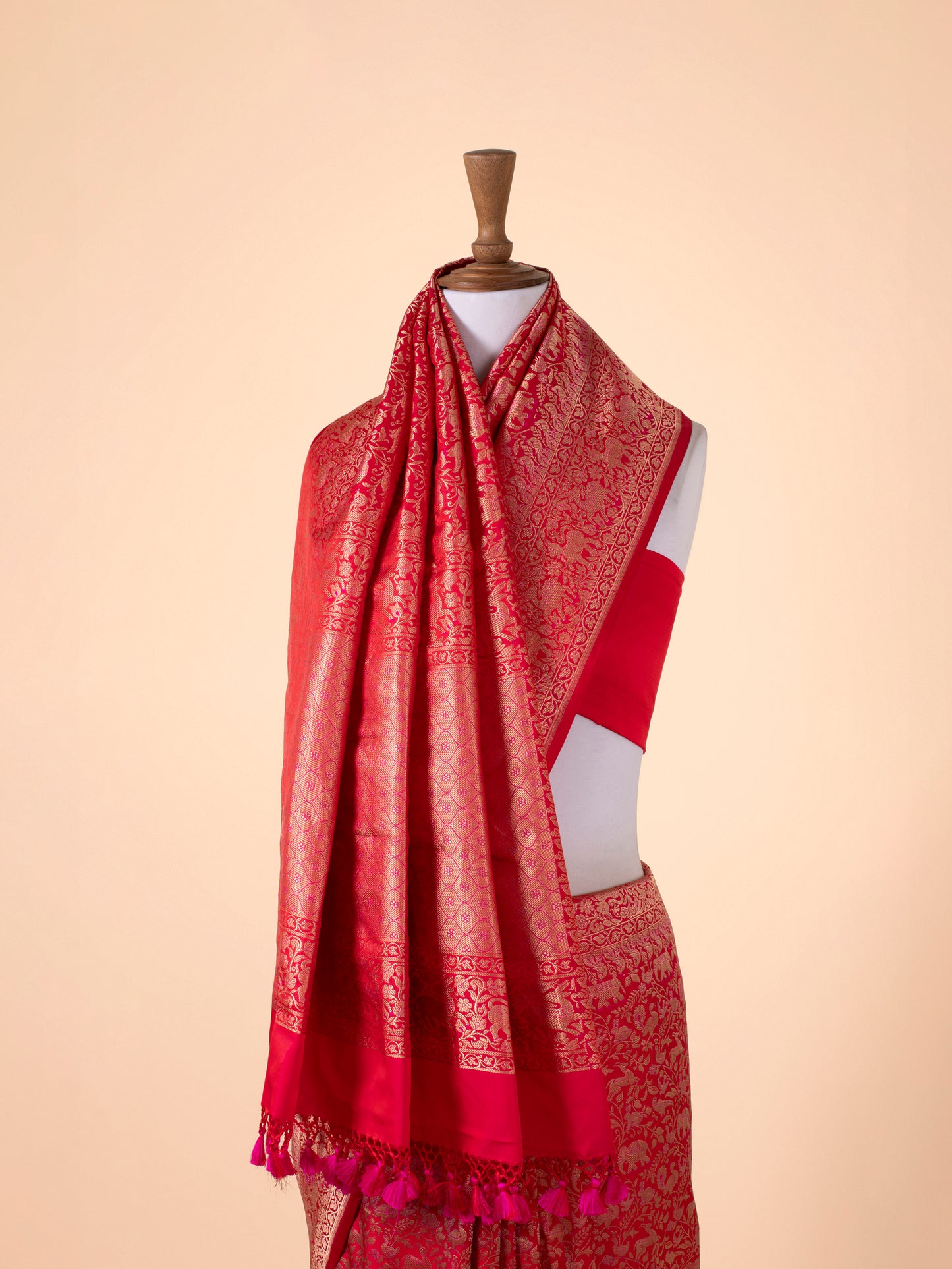 Handwoven Rani Pink Silk Saree