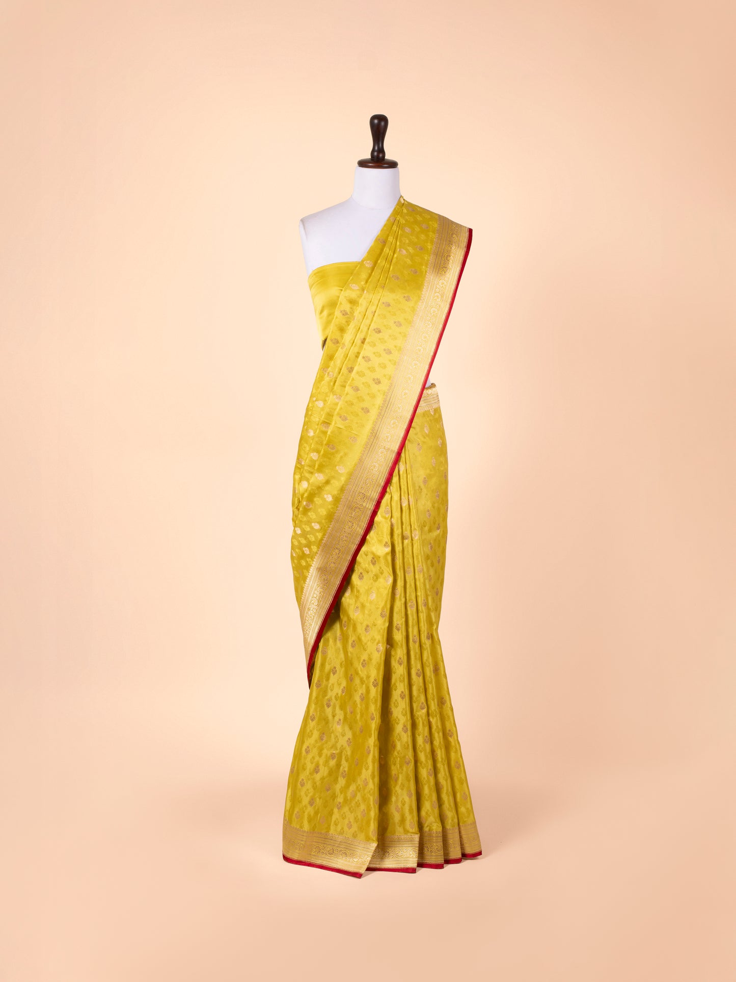 Handwoven Yellow   Satin Silk Saree