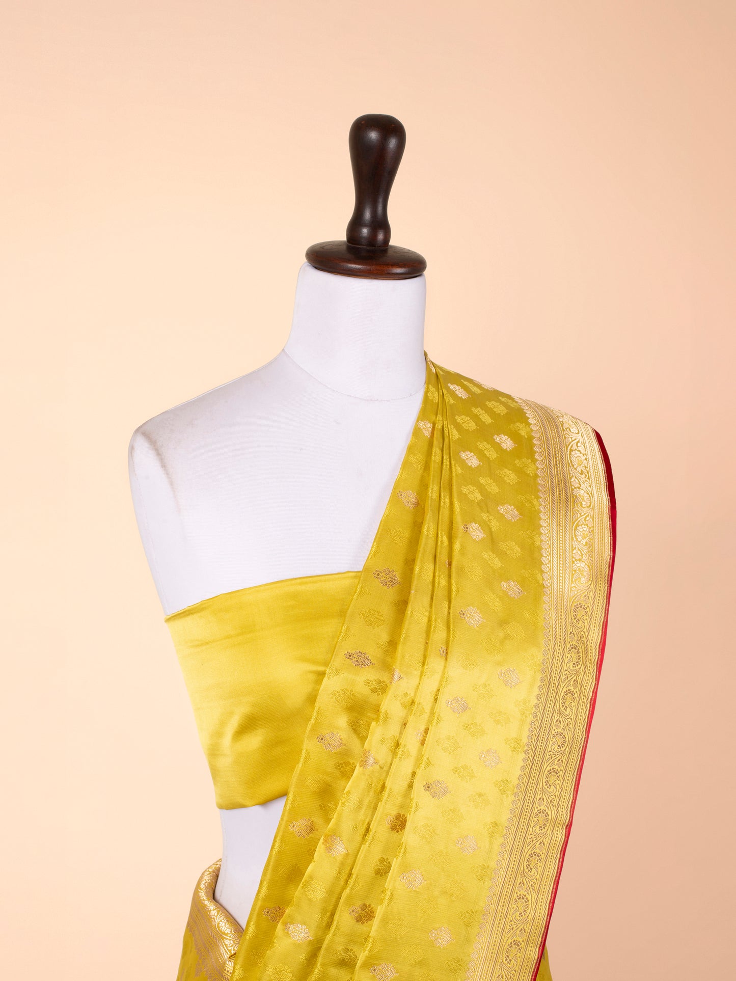 Handwoven Yellow   Satin Silk Saree