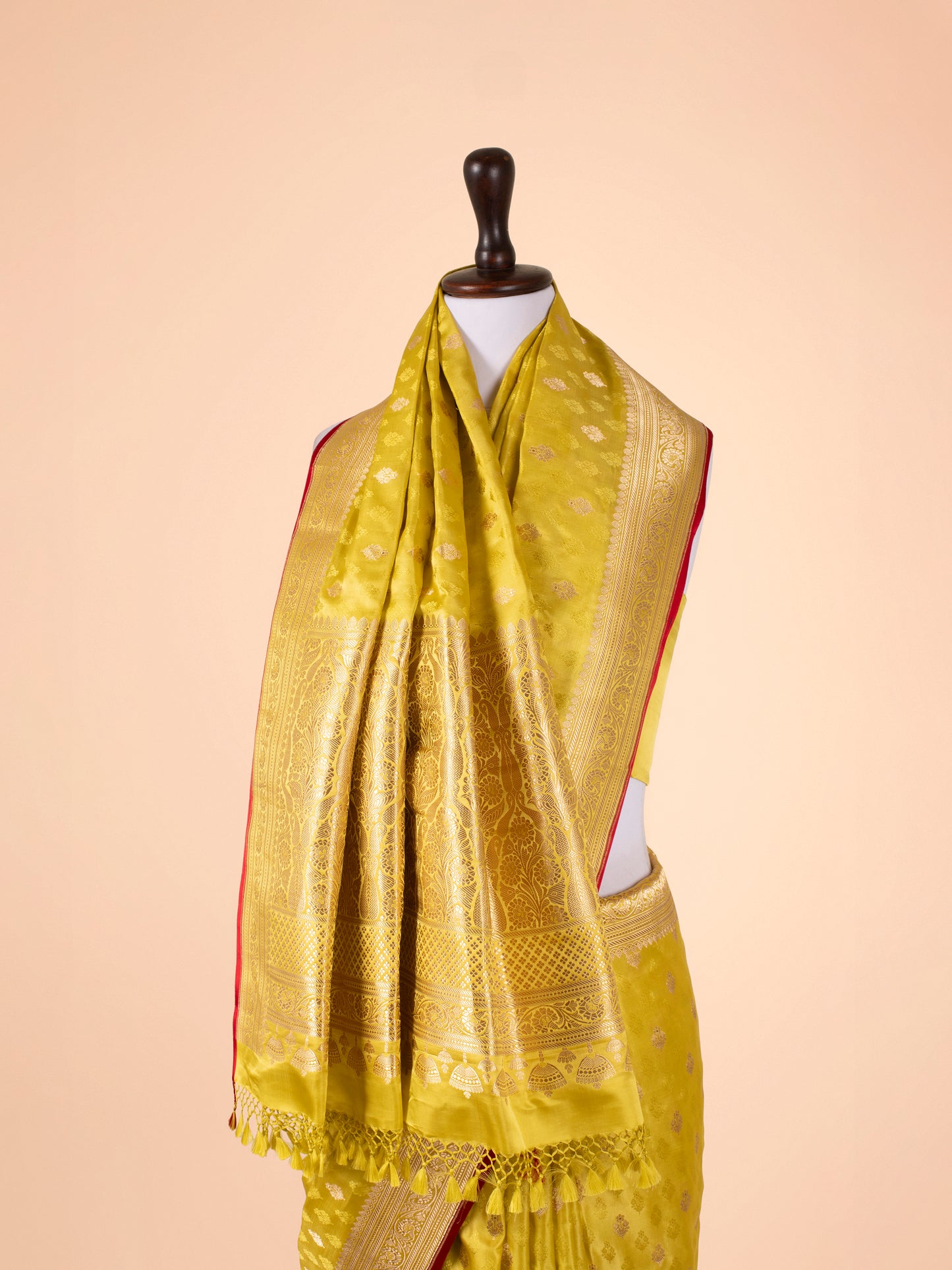 Handwoven Yellow   Satin Silk Saree