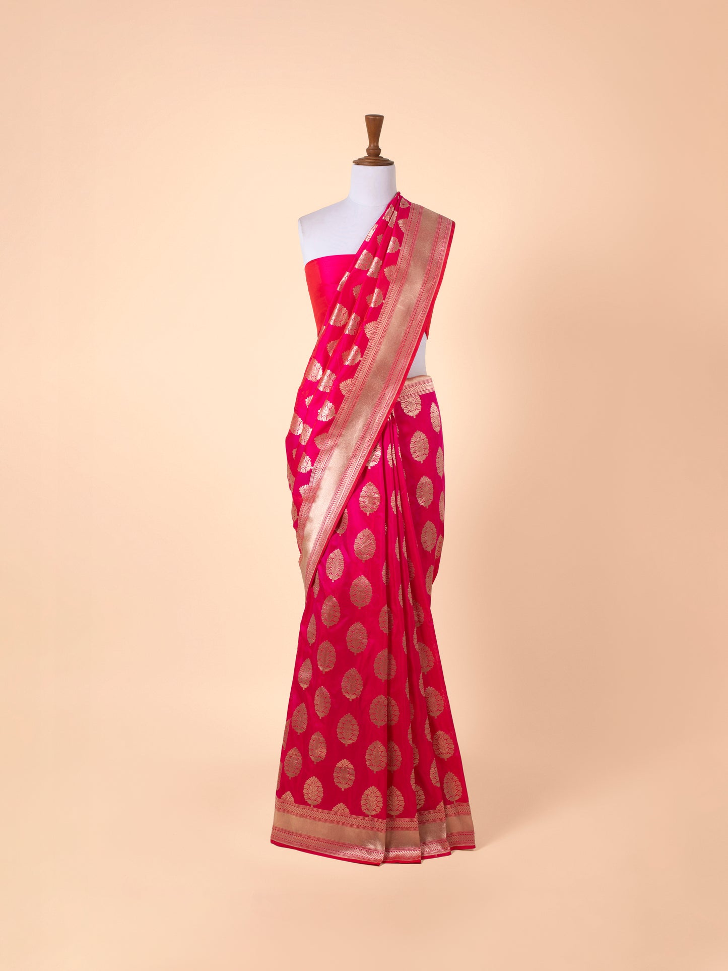 Handwoven Rani Pink Silk Saree