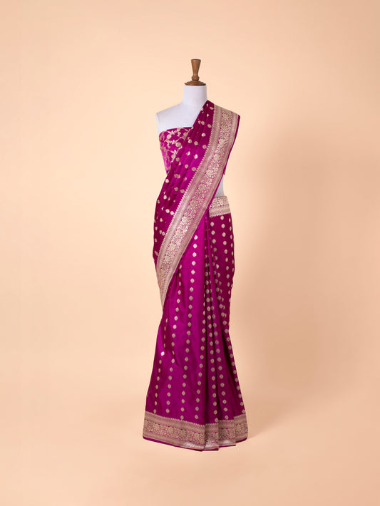 Handwoven Purple Satin Silk Saree