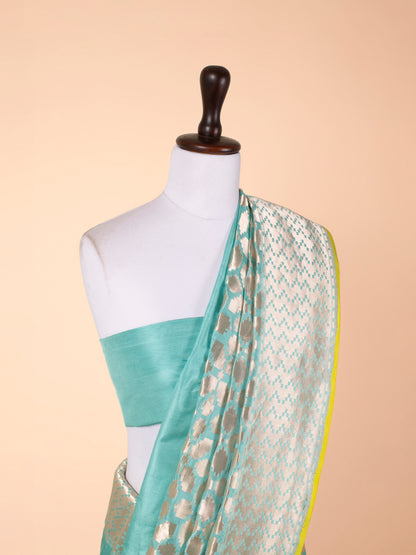 Handwoven Turquoise Blue silk Saree