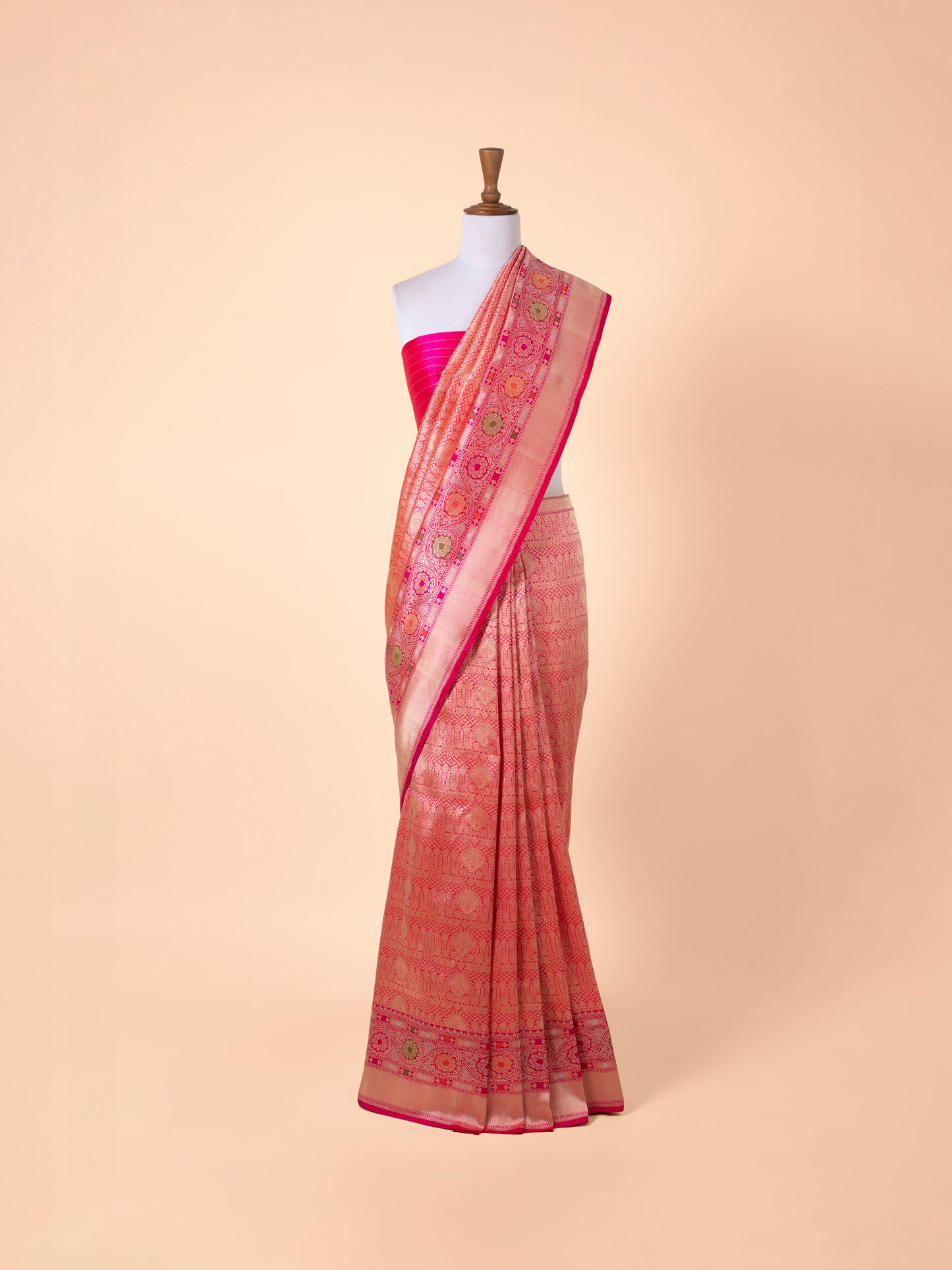 Handwoven Rani Pink Silk Saree