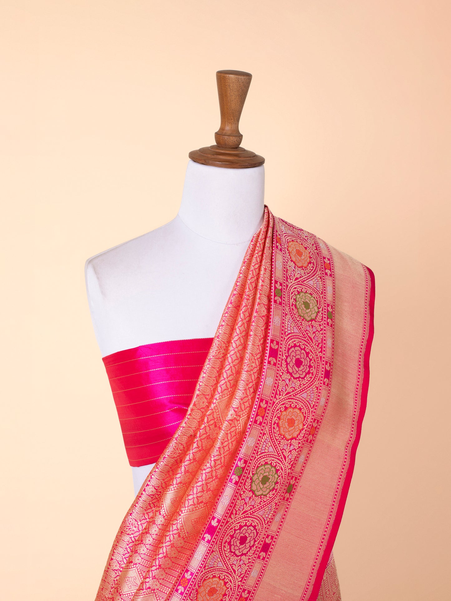 Handwoven Rani Pink Silk Saree