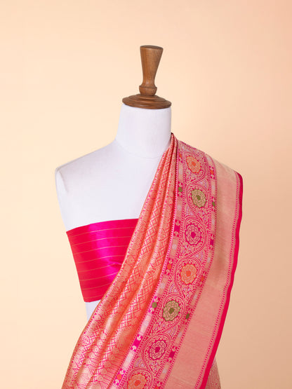 Handwoven Rani Pink Silk Saree