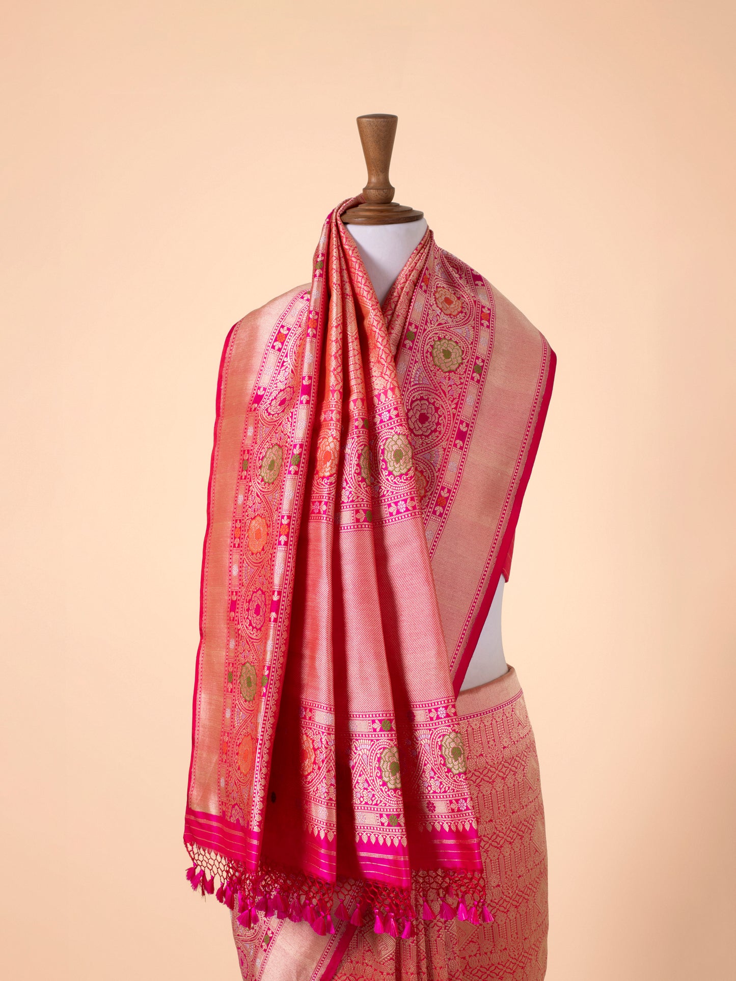 Handwoven Rani Pink Silk Saree