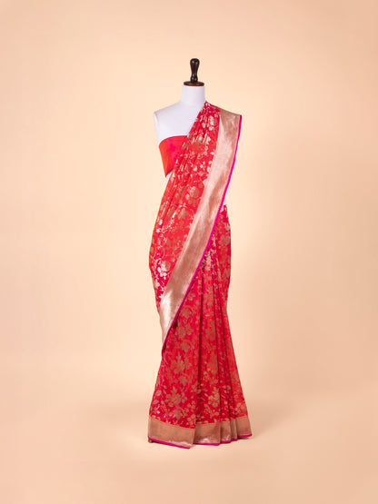 Handwoven Rani Pink Silk Saree