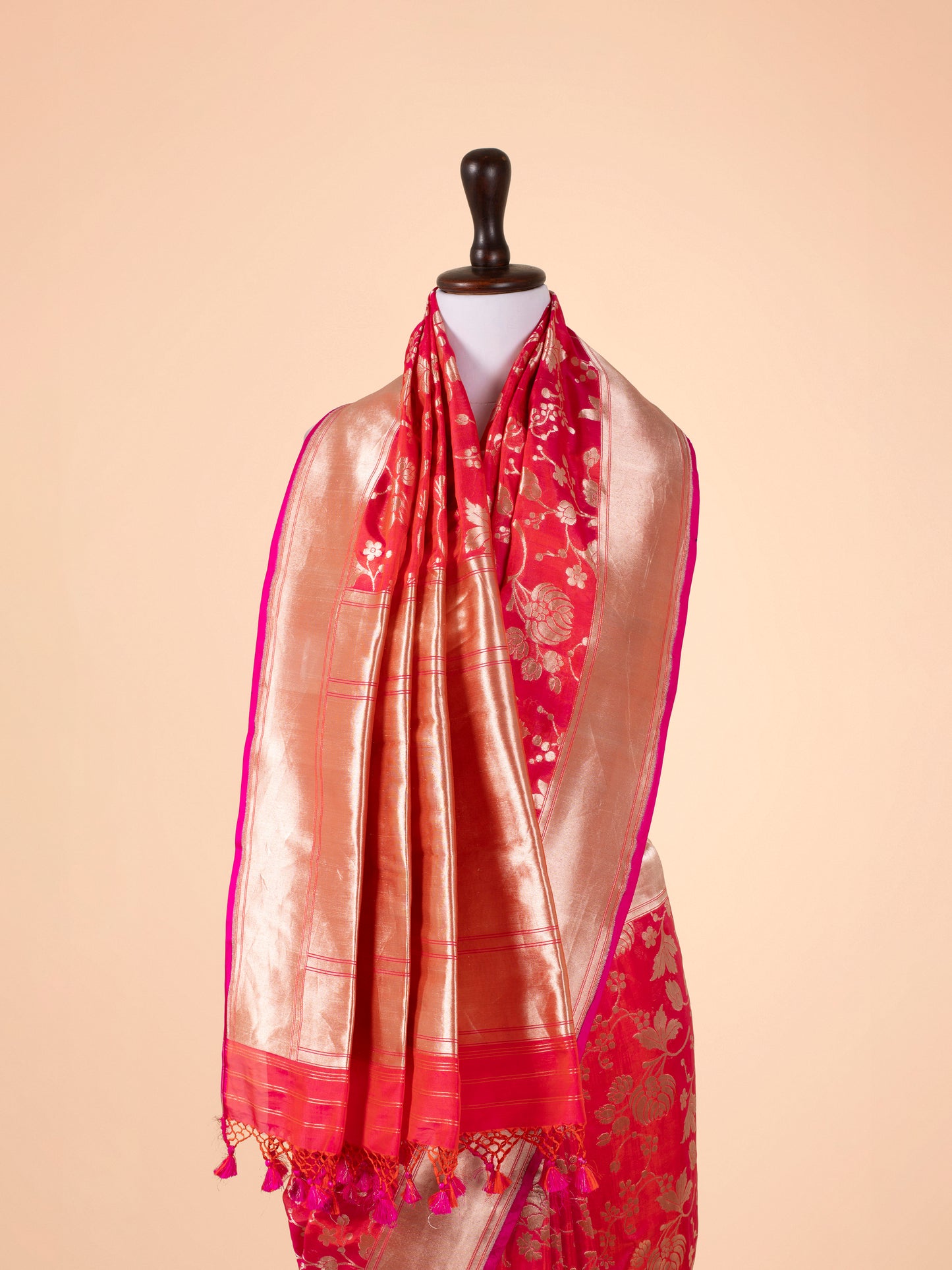 Handwoven Rani Pink Silk Saree