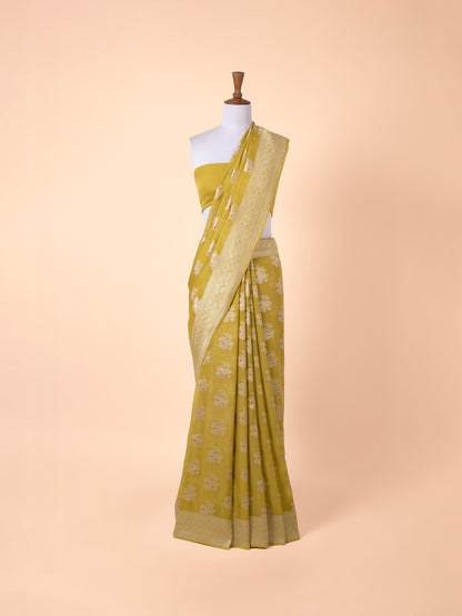 Handwoven Mustard Georgette Saree