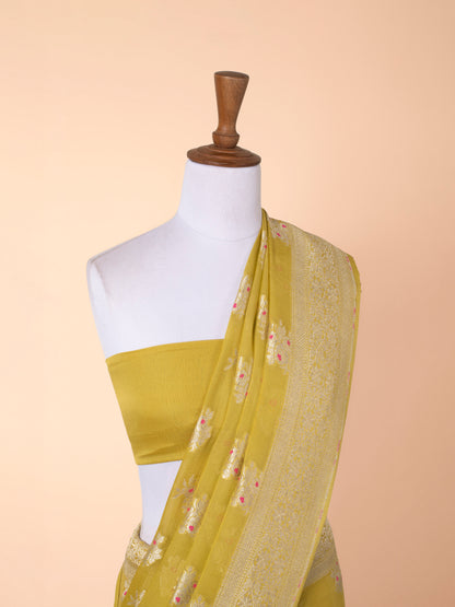 Handwoven Mustard Georgette Saree