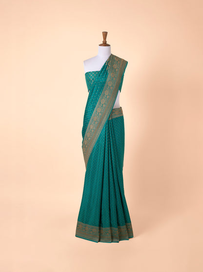 Handwoven Sea Green Georgette Saree