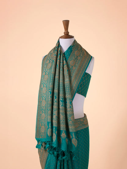 Handwoven Sea Green Georgette Saree