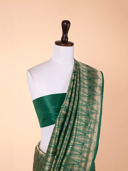 Handwoven Bottle Green Silk Saree