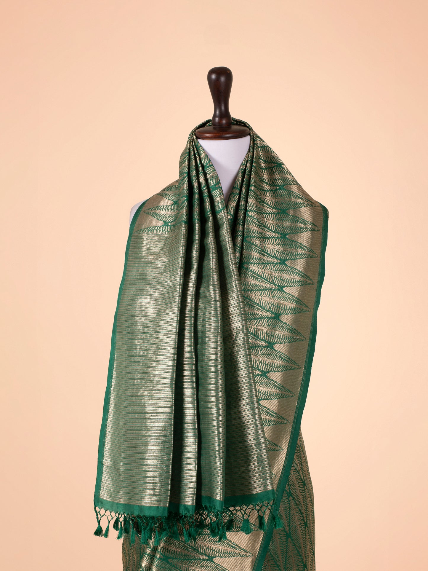 Handwoven Bottle Green Silk Saree