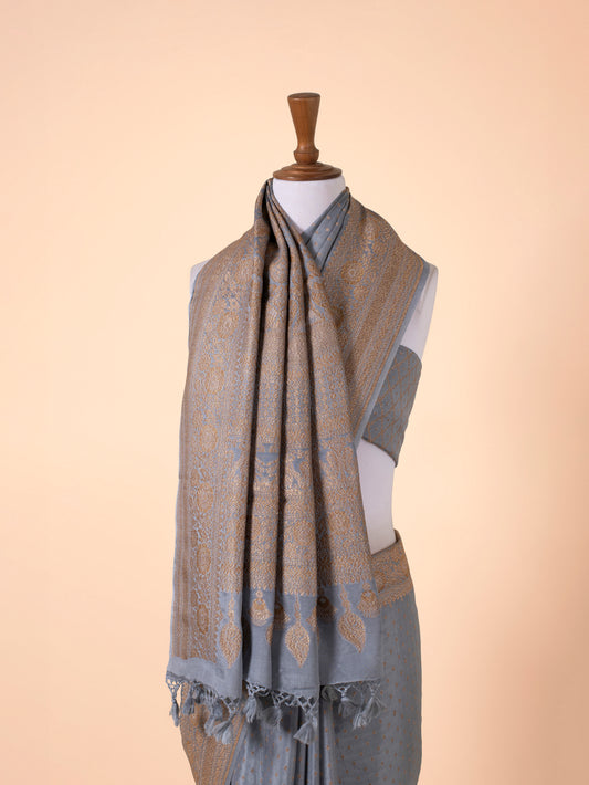 Handwoven Grey Silk Saree