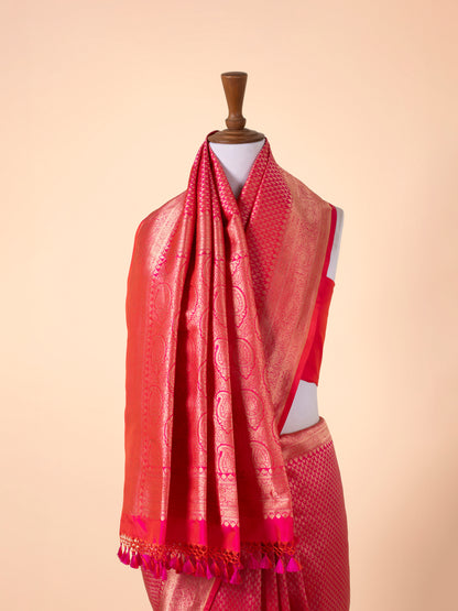 Handwoven Rani Pink Silk Saree