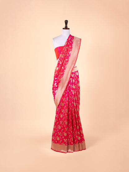 Handwoven Rani Pink Silk Saree