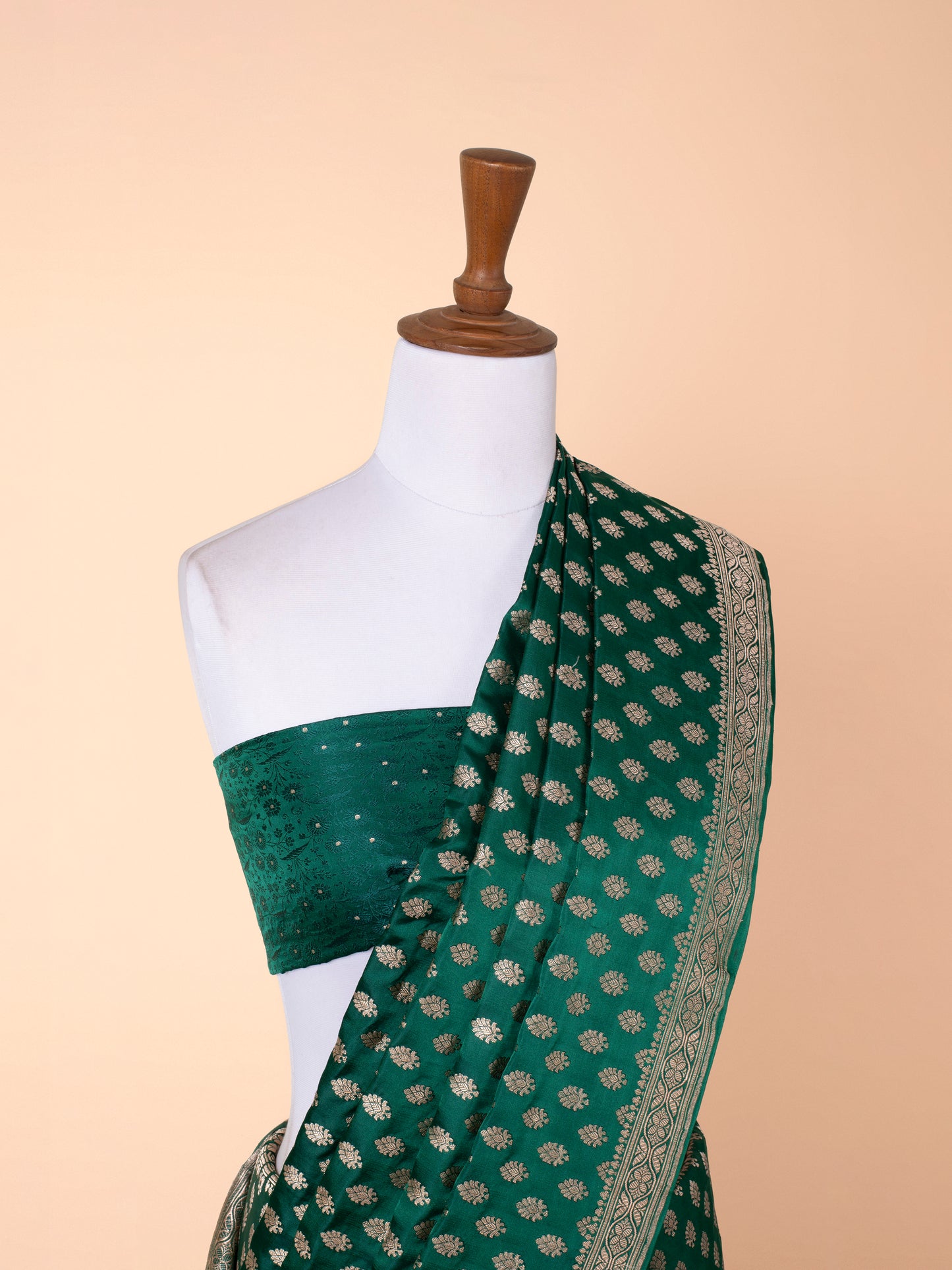 Handwoven Bottle Green Satin Silk Saree