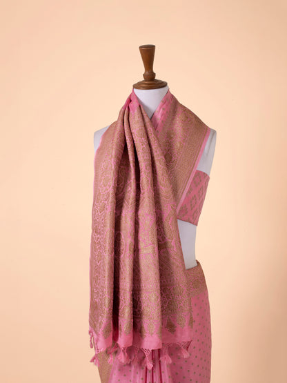 Handwoven Pink Georgette Saree