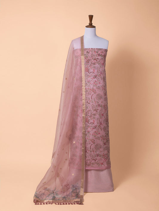 Handwoven Pink Cotton Silk Suit Piece