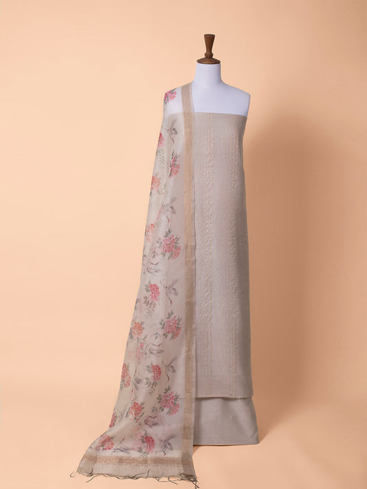 Handwoven Beige Cotton Silk Suit Piece