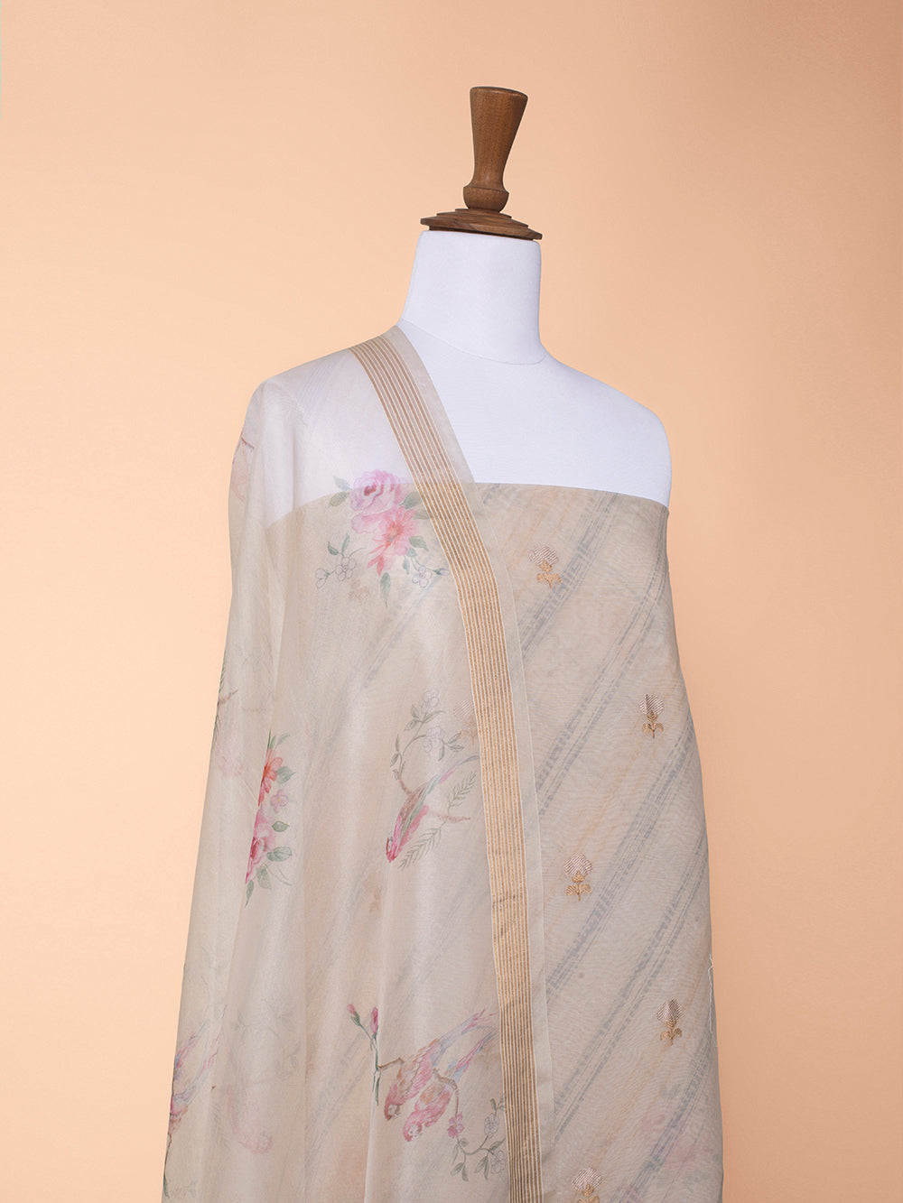 Handwoven White Cotton Silk Suit Piece