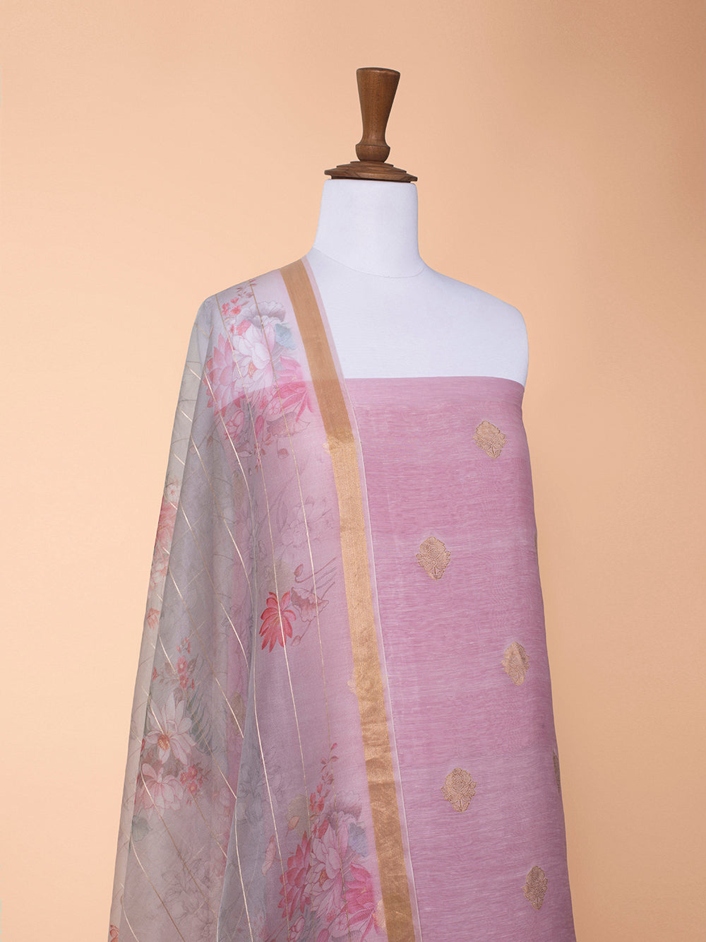 Handwoven Pink Cotton Silk Suit Piece