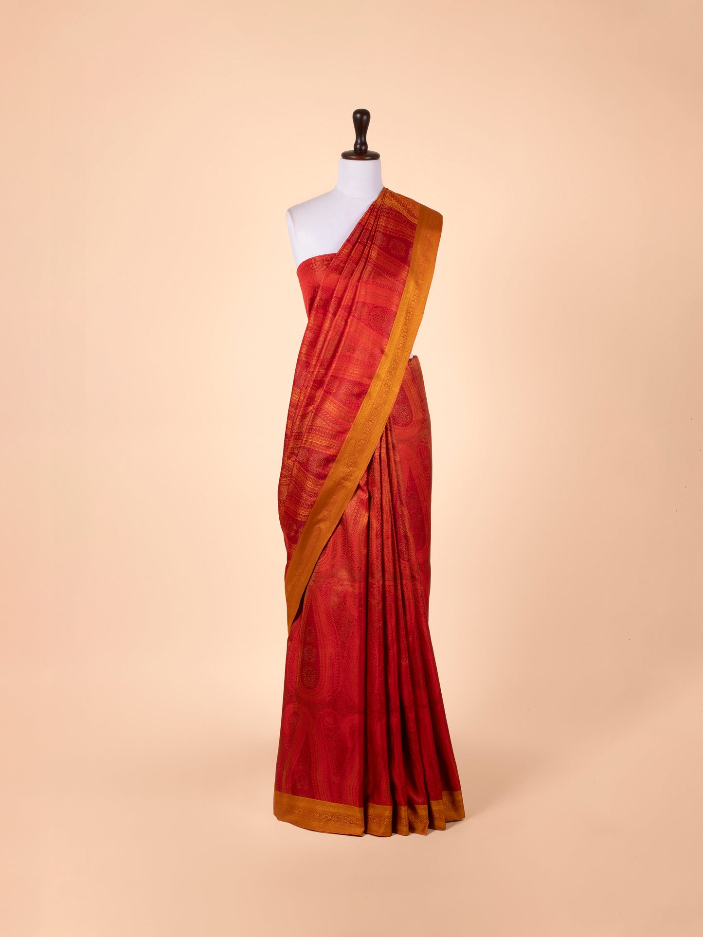 Handwoven Orange Silk Saree