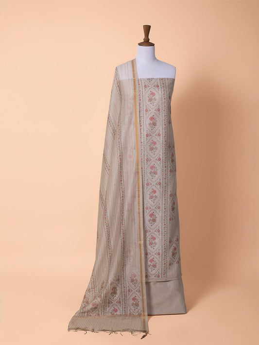 Handwoven Beige Cotton Silk Suit Piece
