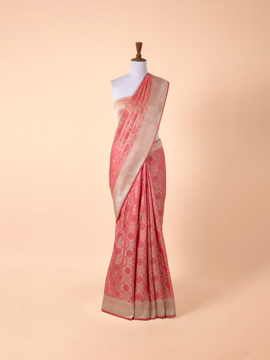 Handwoven Peach Silk Saree