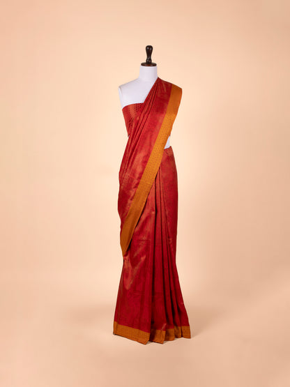 Handwoven Orange Silk Saree