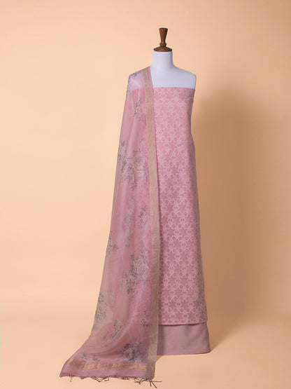 Handwoven Pink Cotton Silk Suit Piece