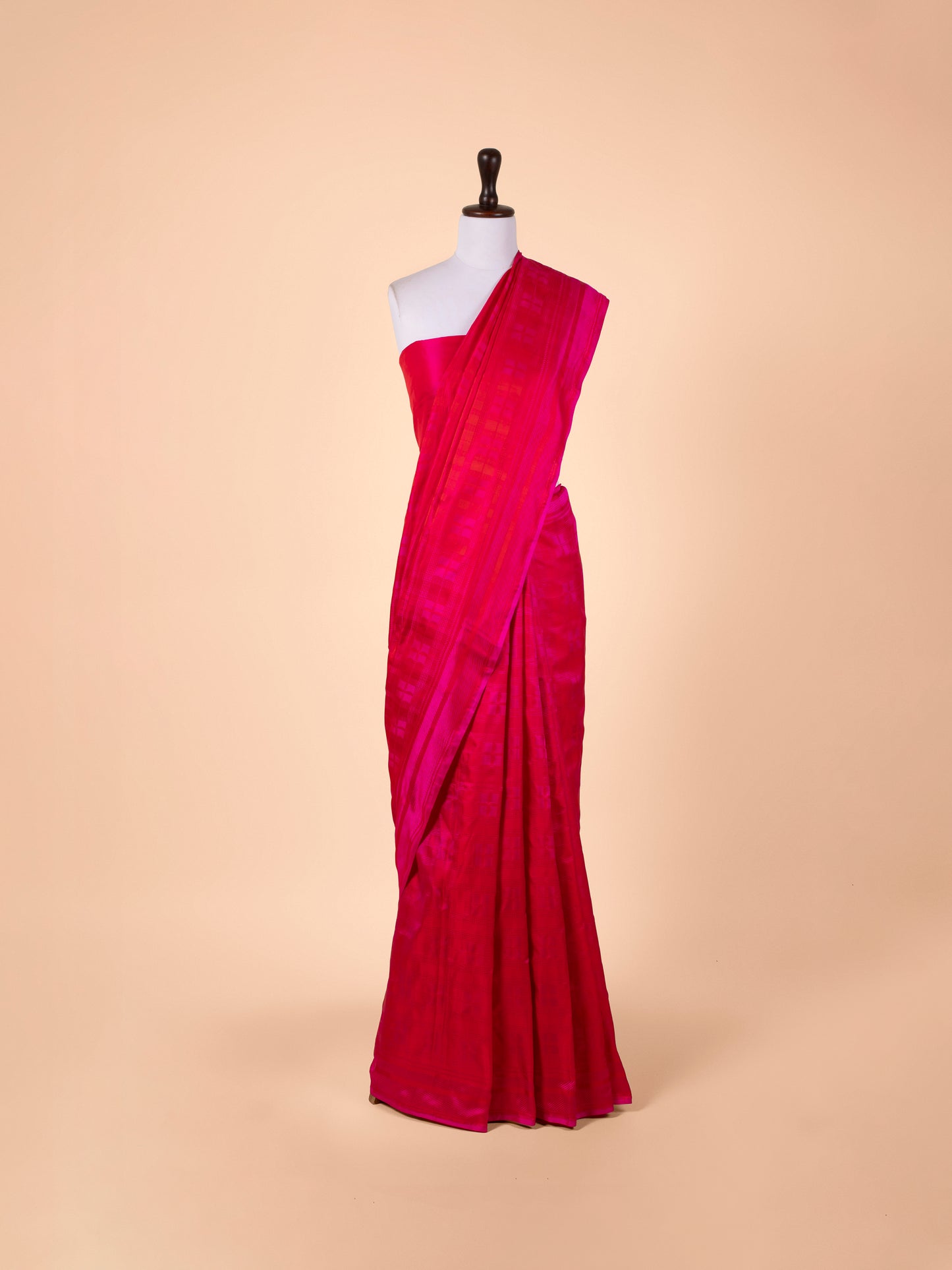 Handwoven Rani Pink Satin Silk Saree