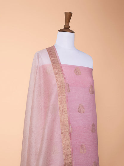 Handwoven Peach Linen Suit Piece