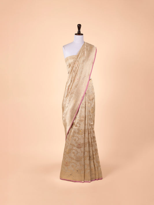 Handwoven Beige Silk Saree