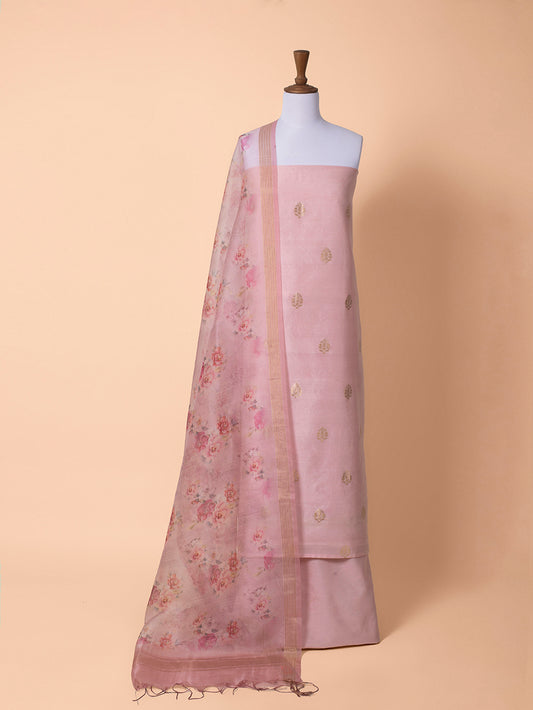 Handwoven Pink Cotton Silk Suit Piece