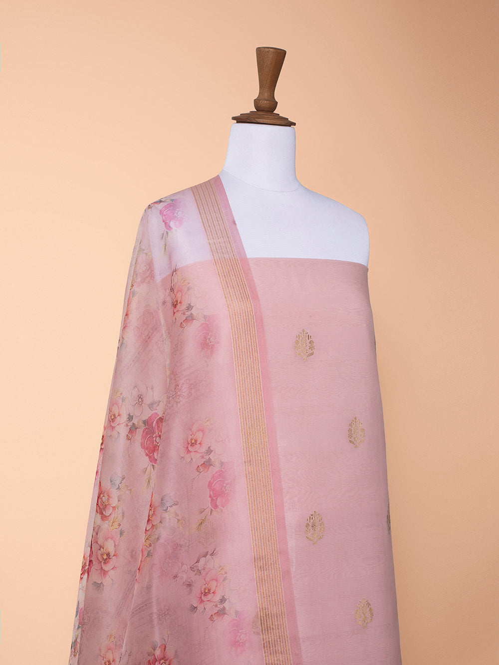 Handwoven Pink Cotton Silk Suit Piece