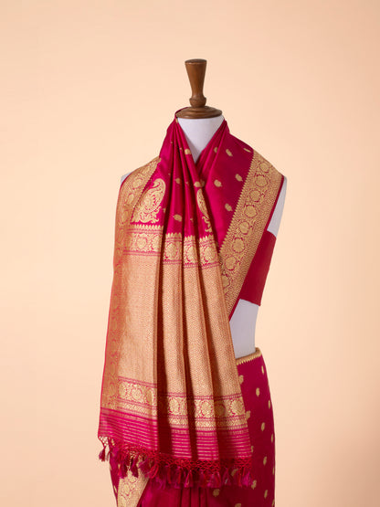 Handwoven Rani Pink Silk Saree