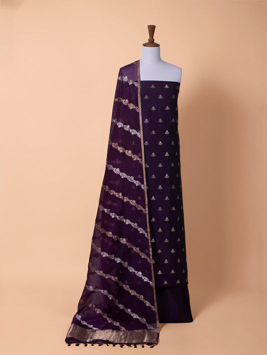 Handwoven Purple Cotton Silk Suit Piece