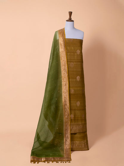 Handwoven Yellow Tussar Silk Suit Piece