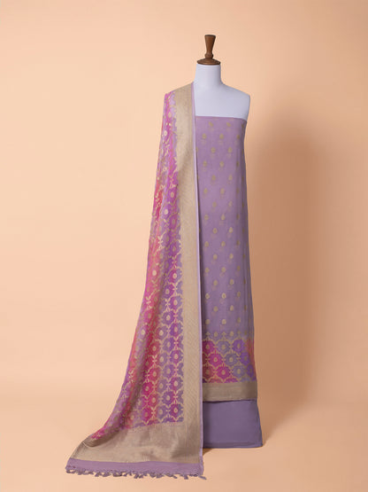 Handwoven Mauve Georgette Silk Suit Piece