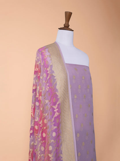 Handwoven Mauve Georgette Silk Suit Piece