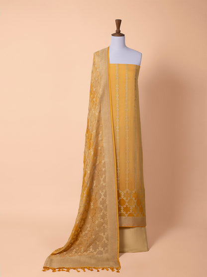 Handwoven Yellow Georgette Silk Suit Piece