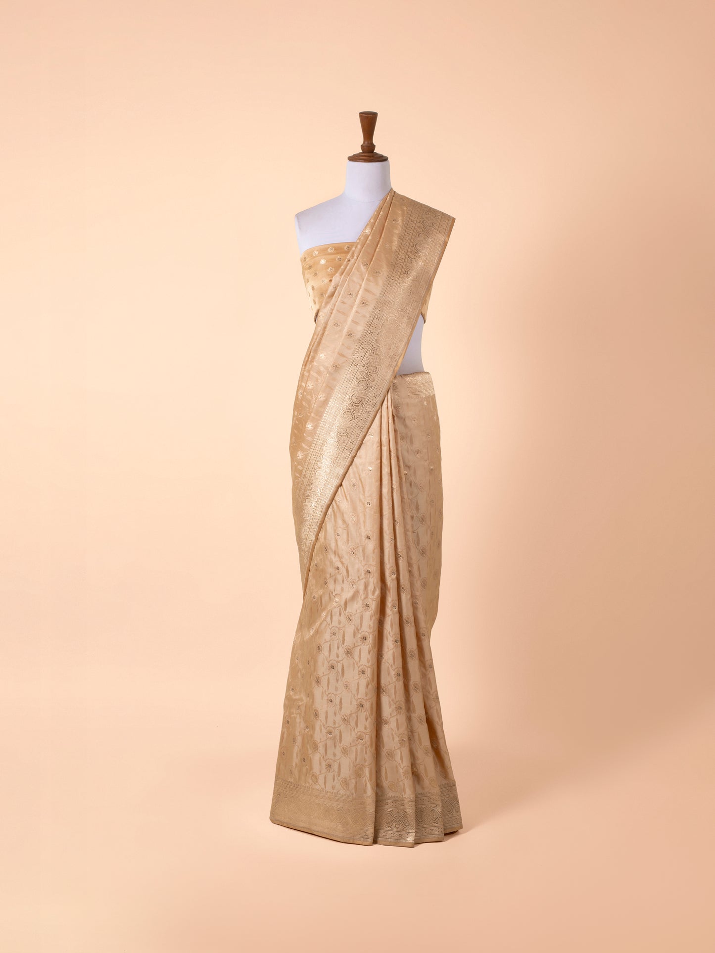 Handwoven Beige Satin Silk Saree