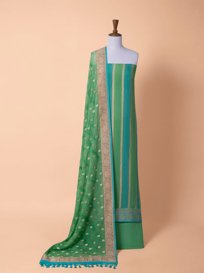 Handwoven Green Georgette Silk Suit Piece